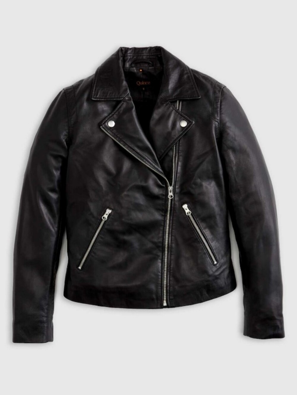 Quince Pebbled Sheep Leather Bomber Biker Jacket Coat
